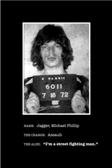 Mick Jagger mugshot and caption